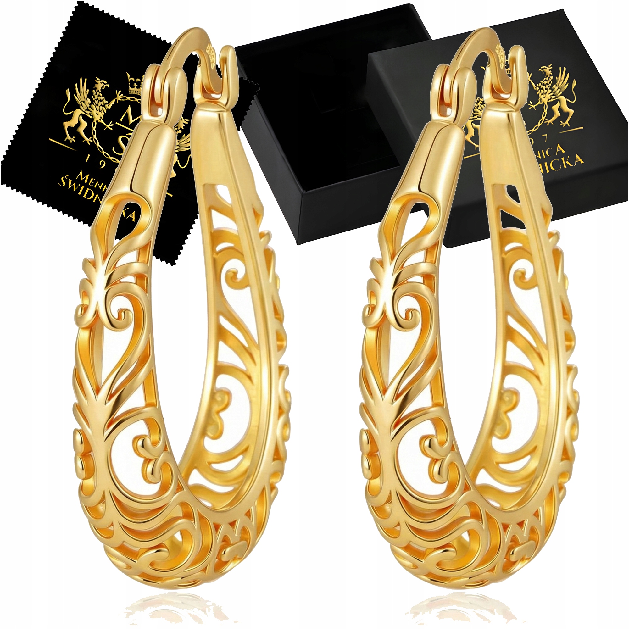 Kolczyki Srebrne 925 Koła Owale Ażurowe z Ornamentem Angielskie Zapięcie