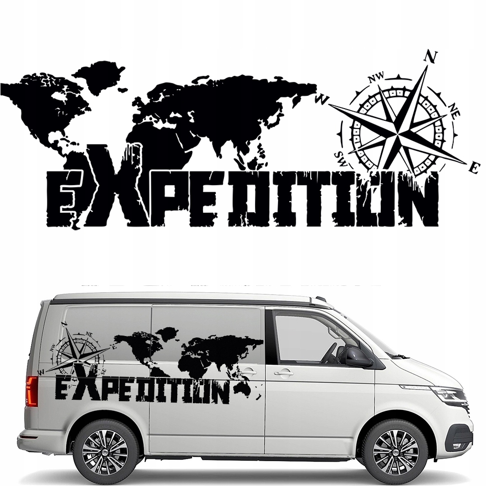 Samolepka Grafika pro karavan a auto Mapa Expedition Kompas 45x126