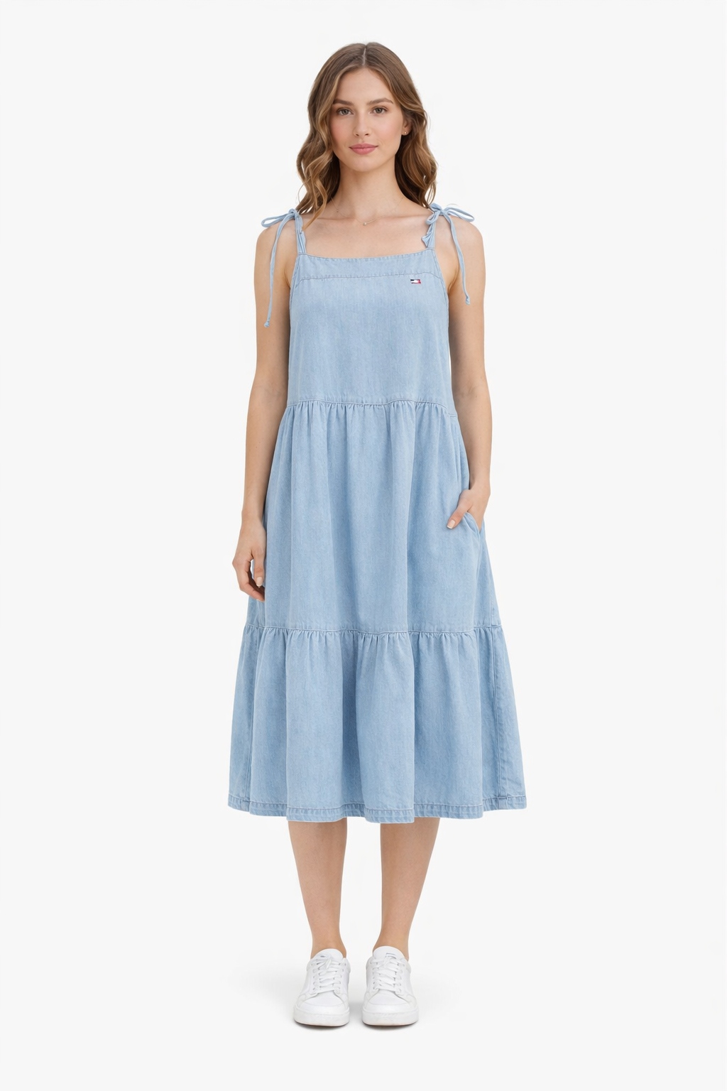 Lehké Džínové Šaty Tommy Jeans S Maslou Na Ramienkach, Velké, Ve Velikosti I1B