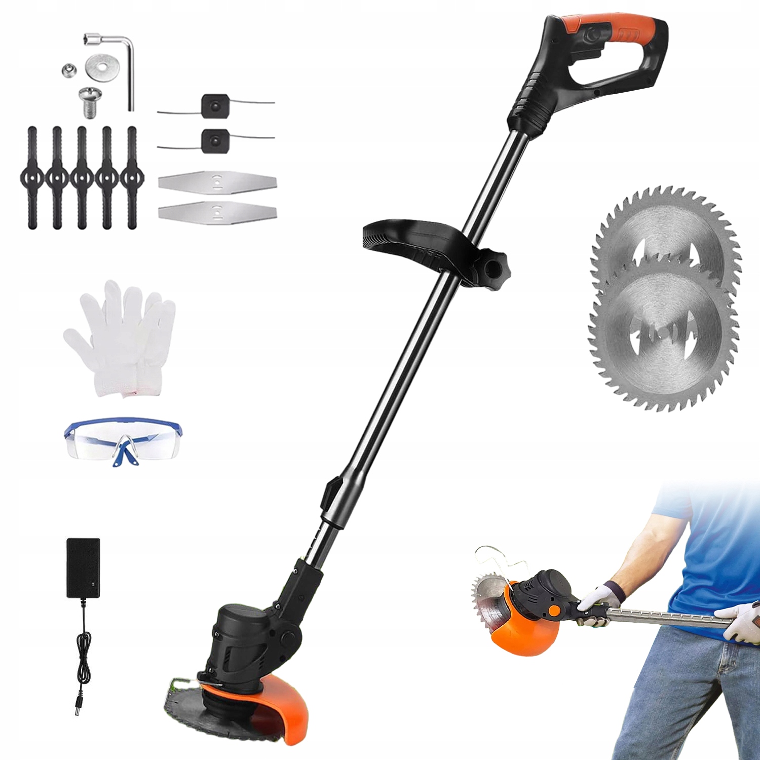 Bezdrátový vyžínač 21 V s akumulátorem, křovinořezem 2 Ah a výkonem 800 W