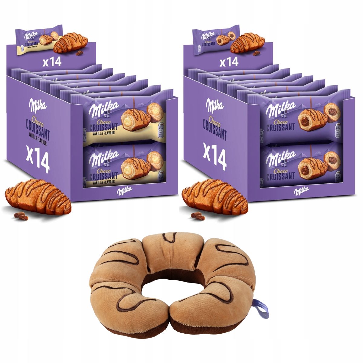 Zestaw Milka croissant 28 szt rogaliki wanilia czekolada poduszka