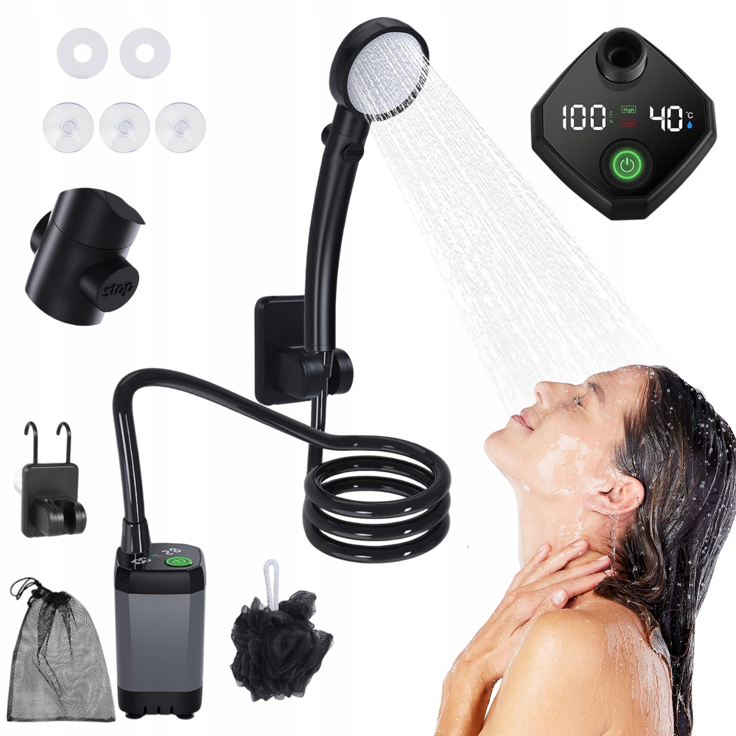 Turistická Sprcha Elektrická Pumpa Akumulátor 6000 mAh Pro Mytí Vody