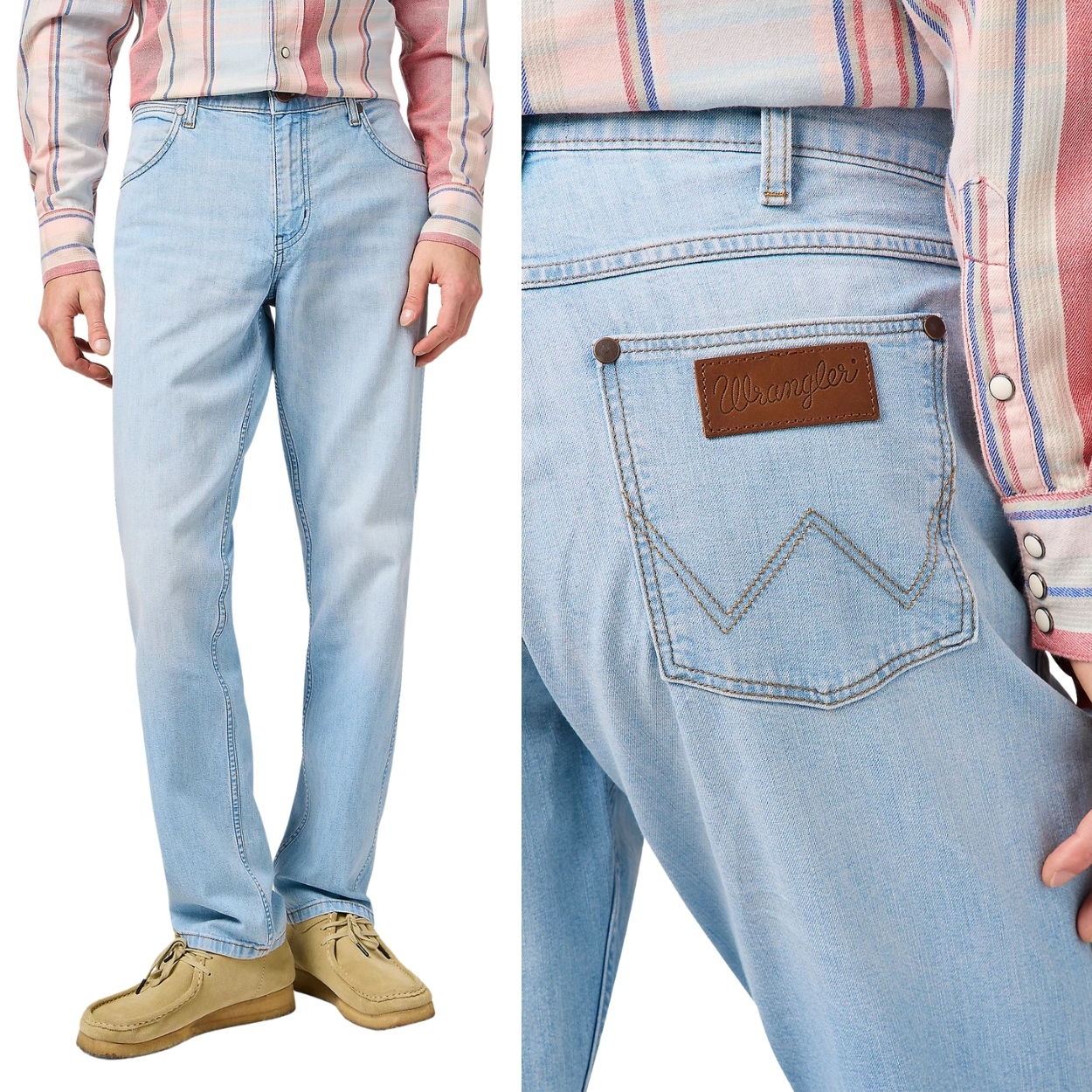 Wrangler Greensboro Spur Stichted lehké tenké džínové kalhoty W32 L32