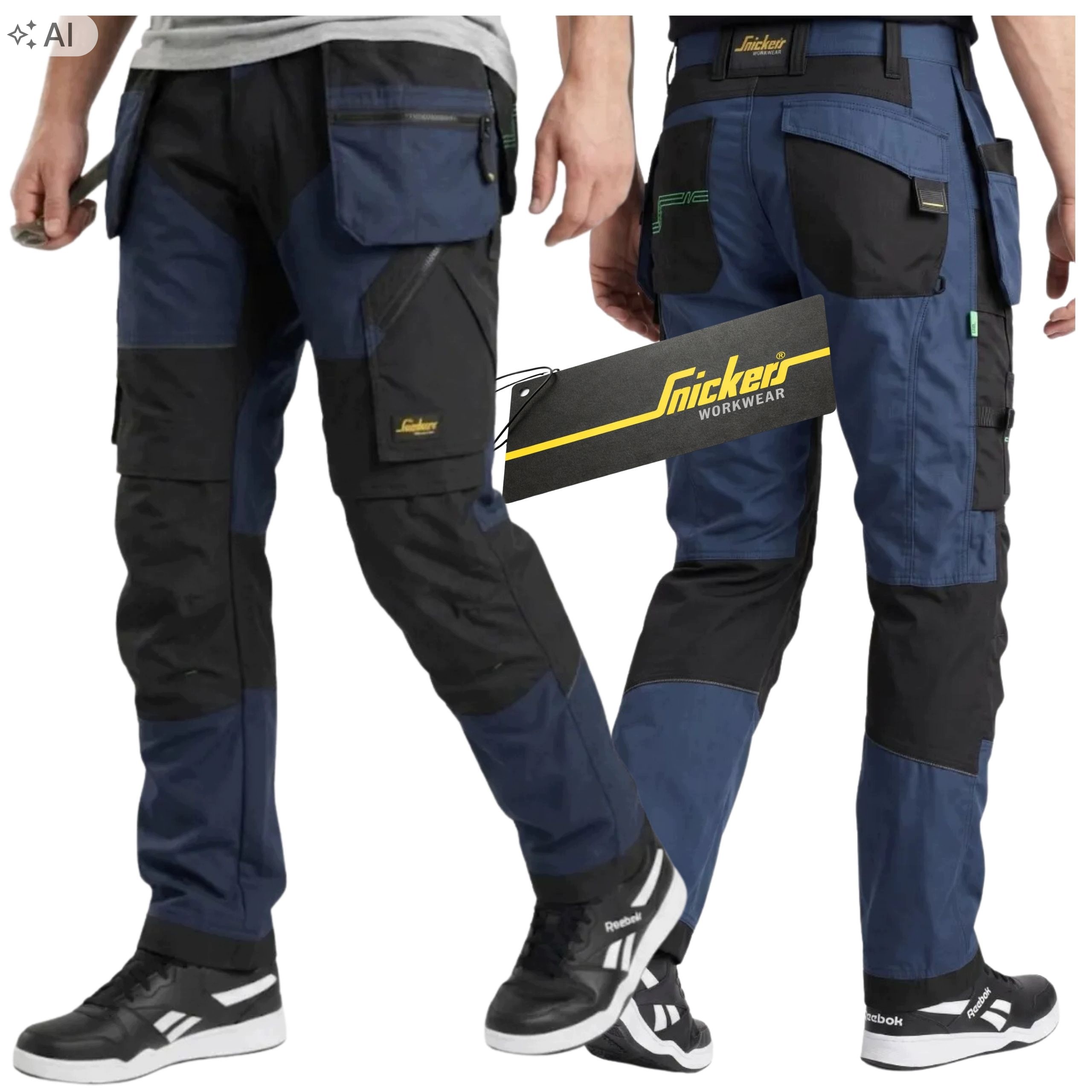 Spodnie robocze elastyczne monterskie z Workami Snickers FlexiWork R.54