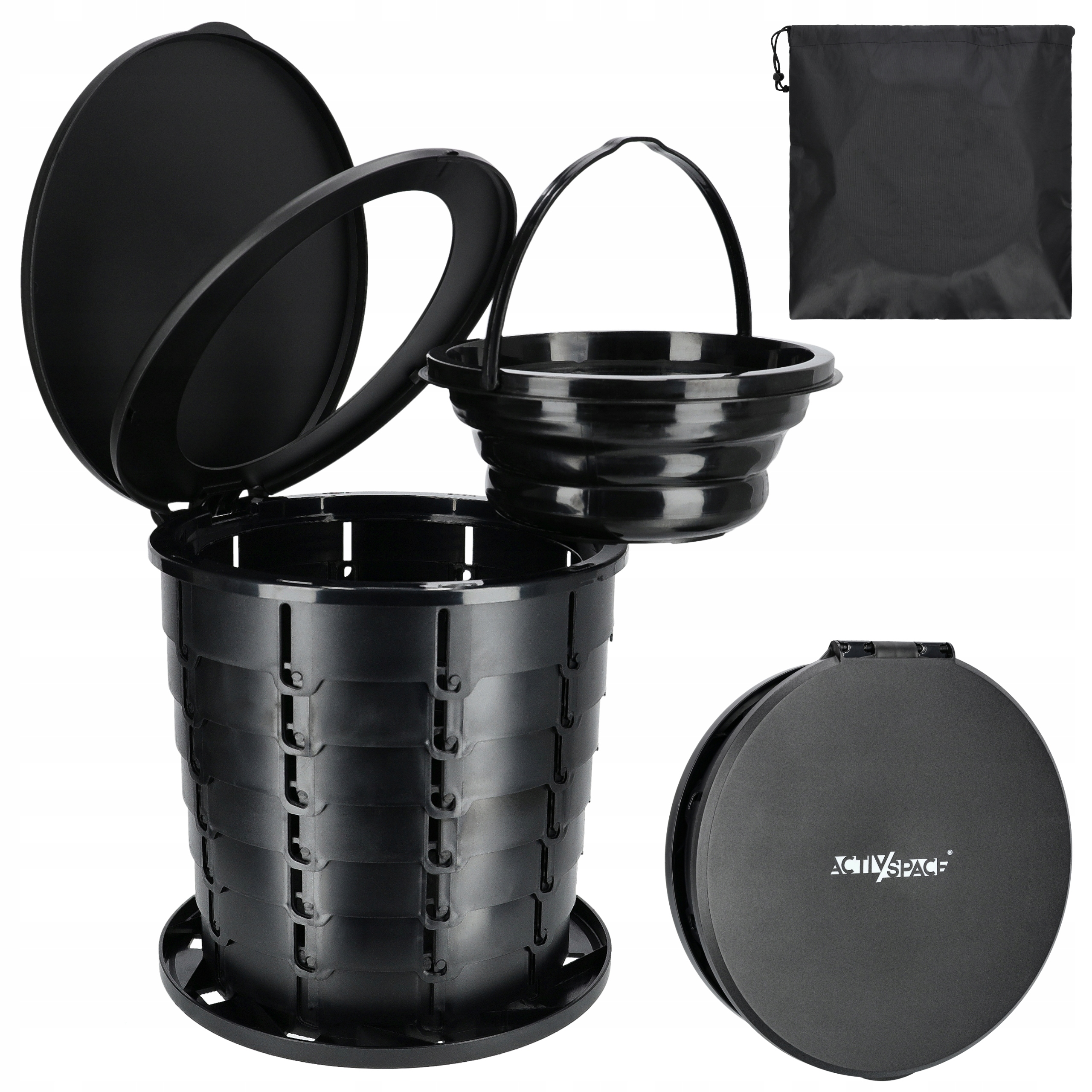 Přenosná Turistická Skládací Toaleta Mobline Wc 2V1 Kompaktní Slim Koš