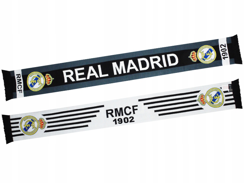 Dwustronny Szalik Real Madryt Sezon 24/25 White-black-grey