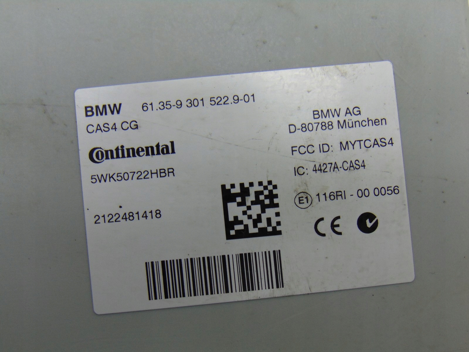 module control unit CAS 9301522 BMW F10 F01