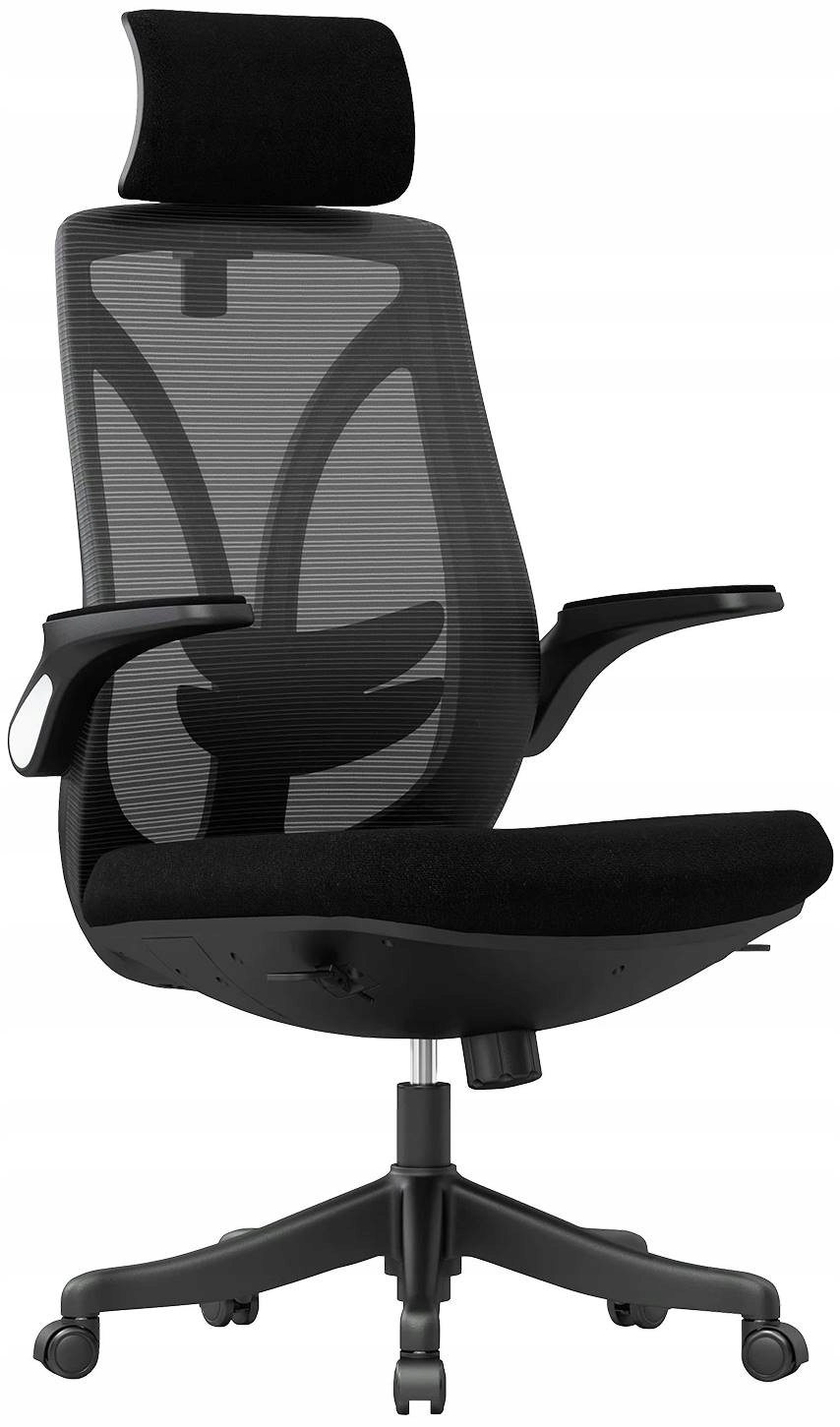 Krzesło Obrotowe Ariano Czarny Fotel Biurowy z Zagłówkiem Ergonomiczny