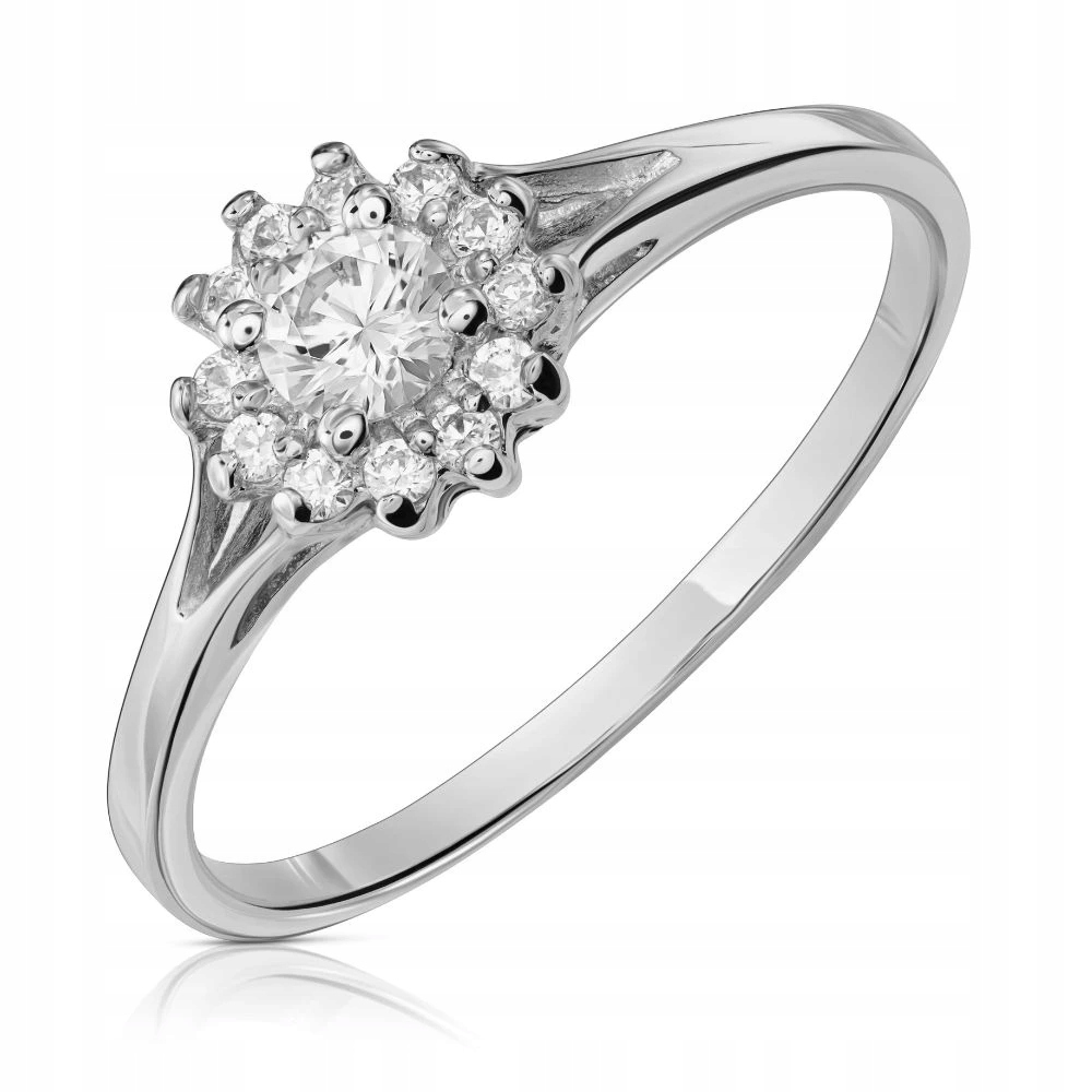Stříbrný Prstýnek 925 Květ Ze Zirkonu, Bílé Kameny Vel. 19