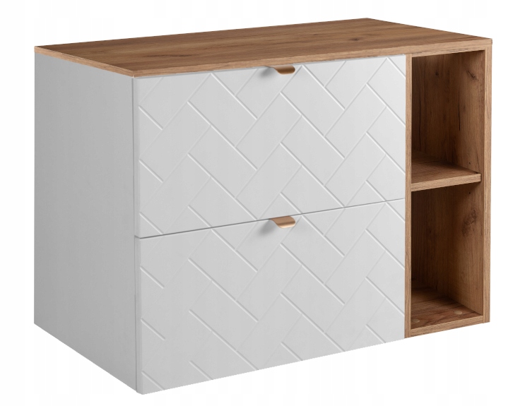 Koupelnová skříňka Závěsná pod umyvadlo Regál 80 Bílá Klepka Jedle Blat