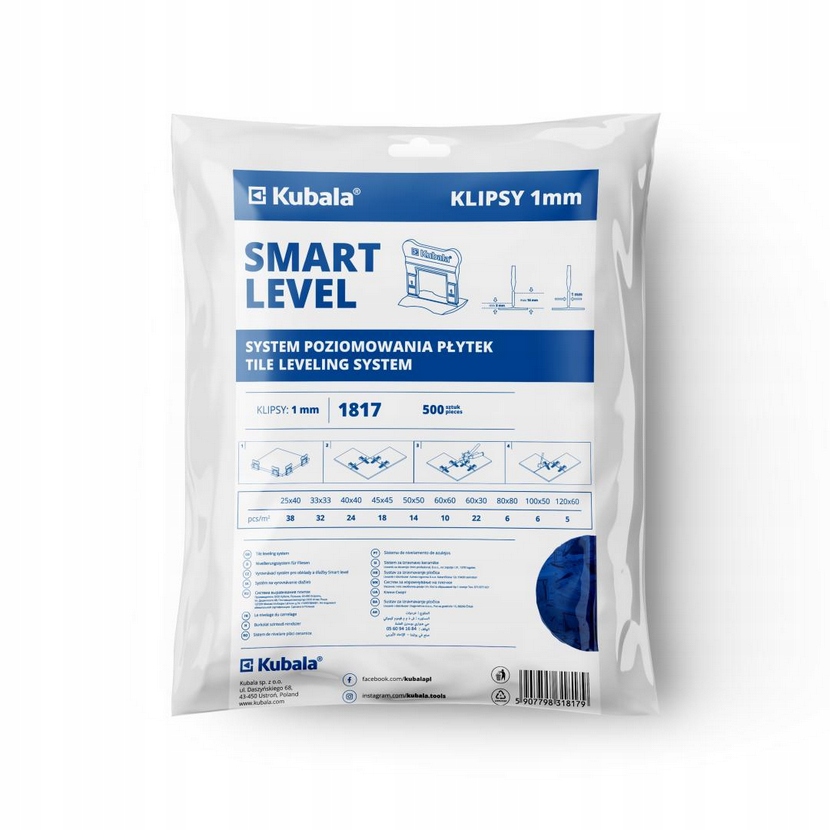 Kubala Klipsy Smart Level 1 MM, 500 Ks/op