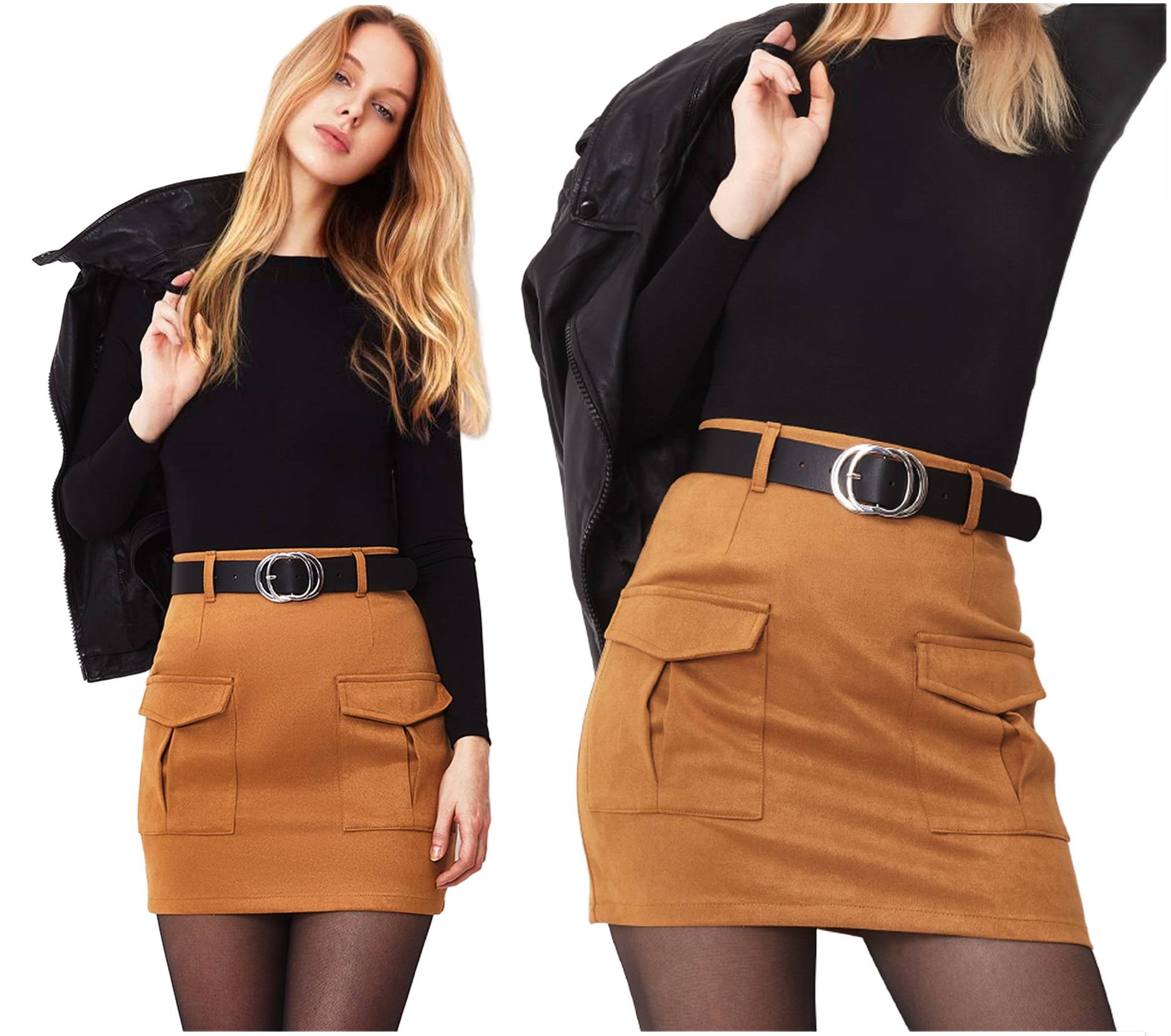 Dámská minisukně s pouzdrem, semišová sukně , společenská vel. S