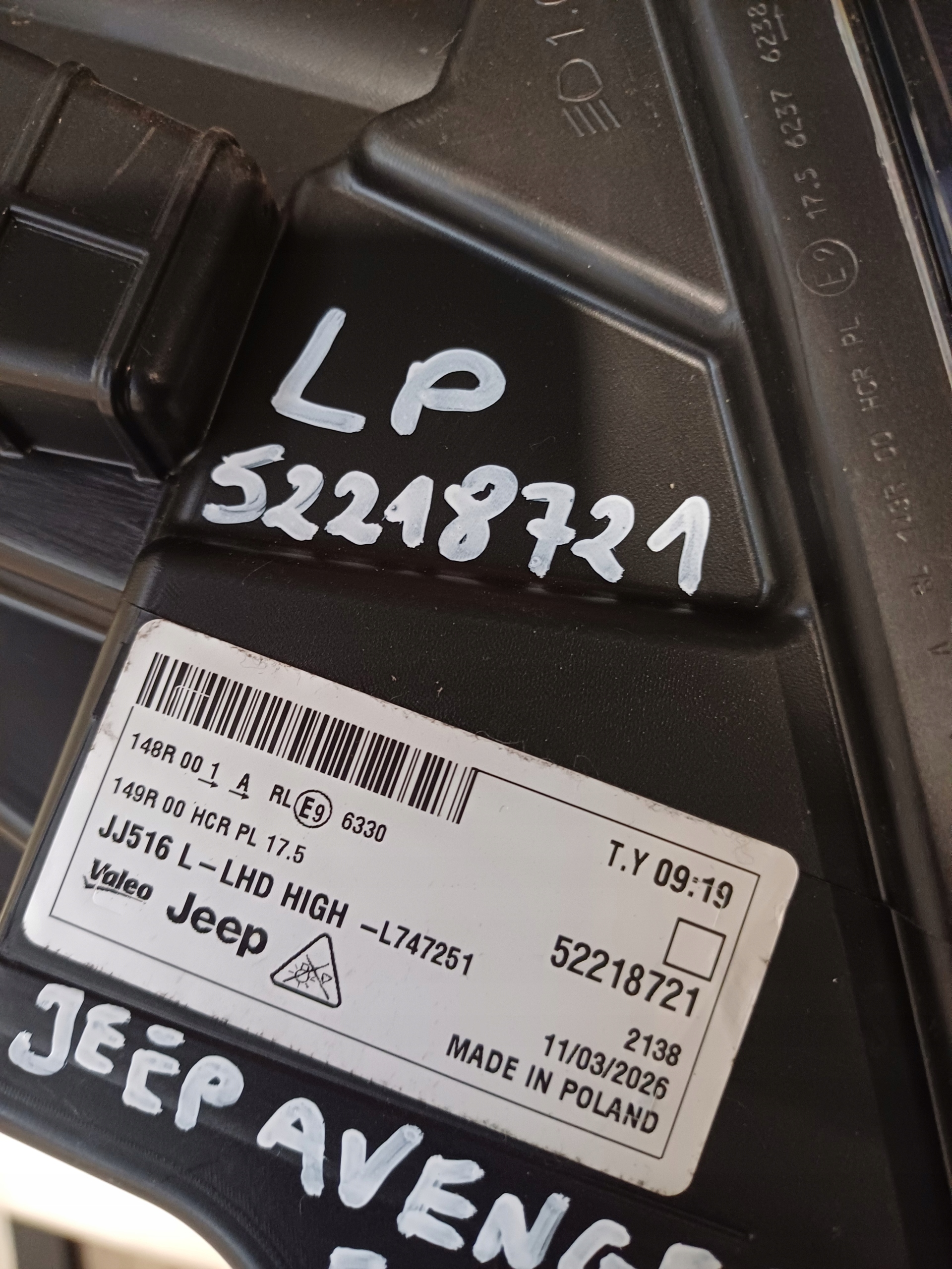 light left front JEEP AVENGER FULL LED 52218721