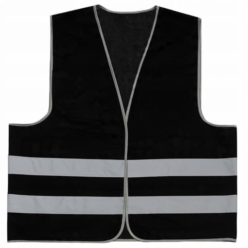 

Solidna Czarna kamizelka odblaskowa ochrona XL-XXL