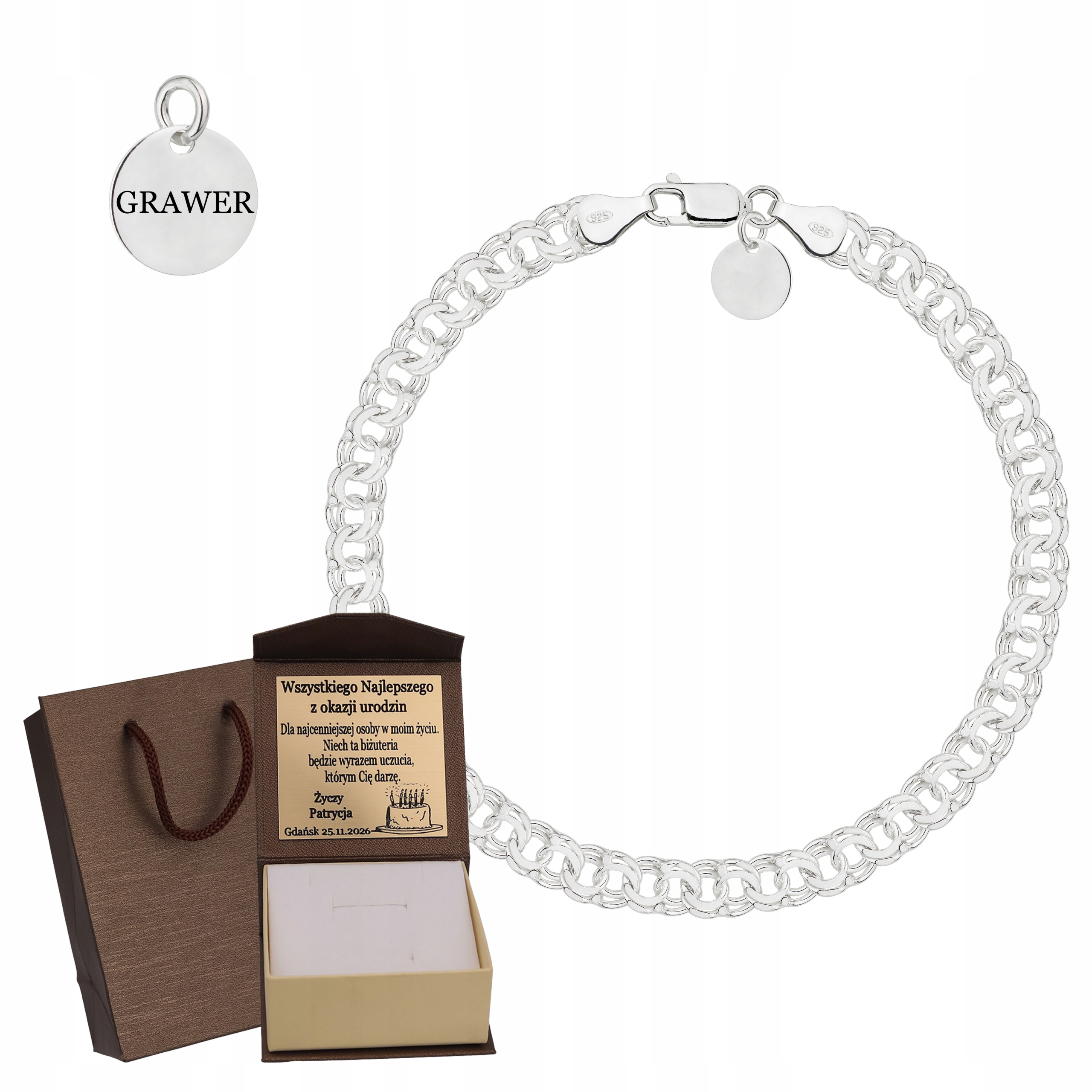 Dámský náramek z masivního stříbra Ryzost 925 s efektem galibardi Gravírování Bonus