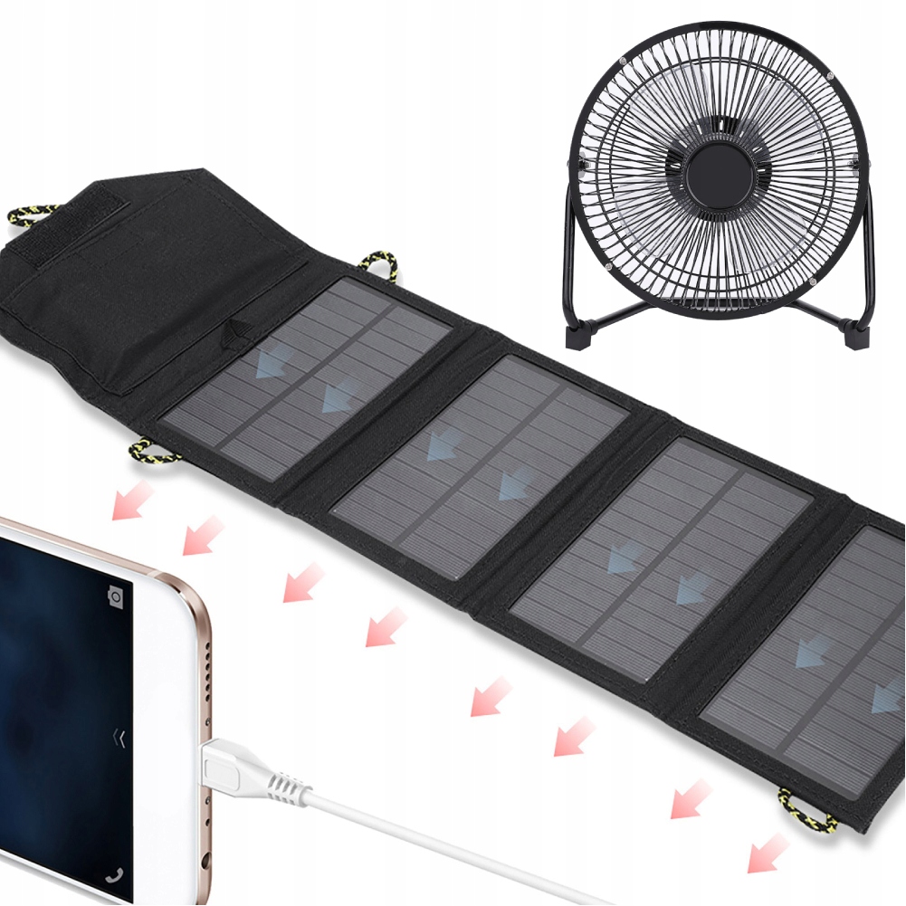 7W 5.5V PANEL SOLARNY FOTOWOLTAICZNE ŁADOWARKA DO TELEFONU + WENTYLATOR
