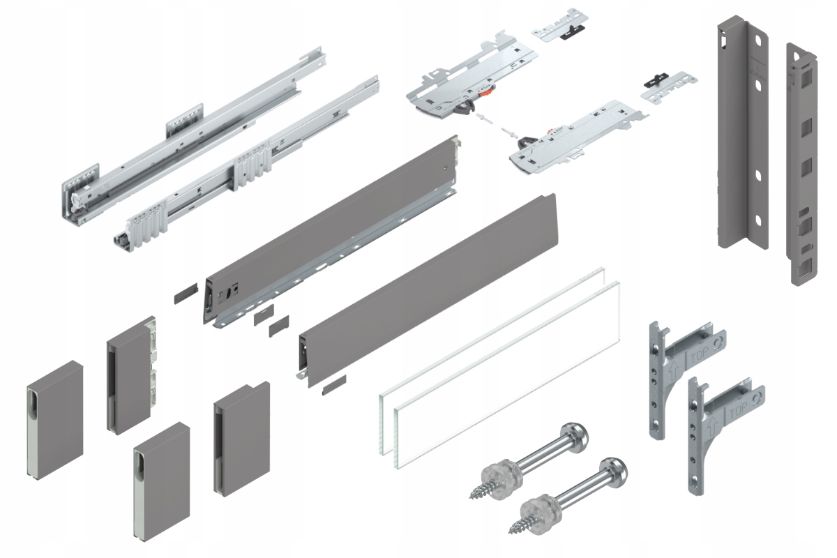 Blum Zásuvka Merivobox 600 Vysoká E Tip-On Sivá 40 kg