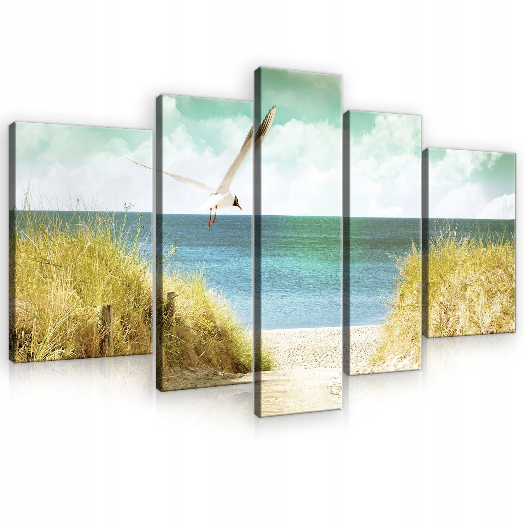 Obraz 170x100 Morská krajina pláž duny more obloha čajka let pokoj leto