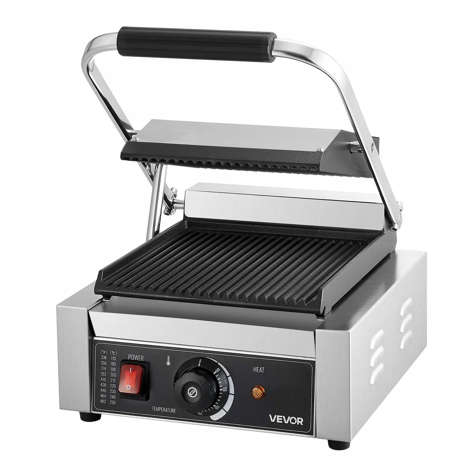 Kontaktní gril panini 1800 W ocelový 22 x 23 cm regulace teploty pro sendviče