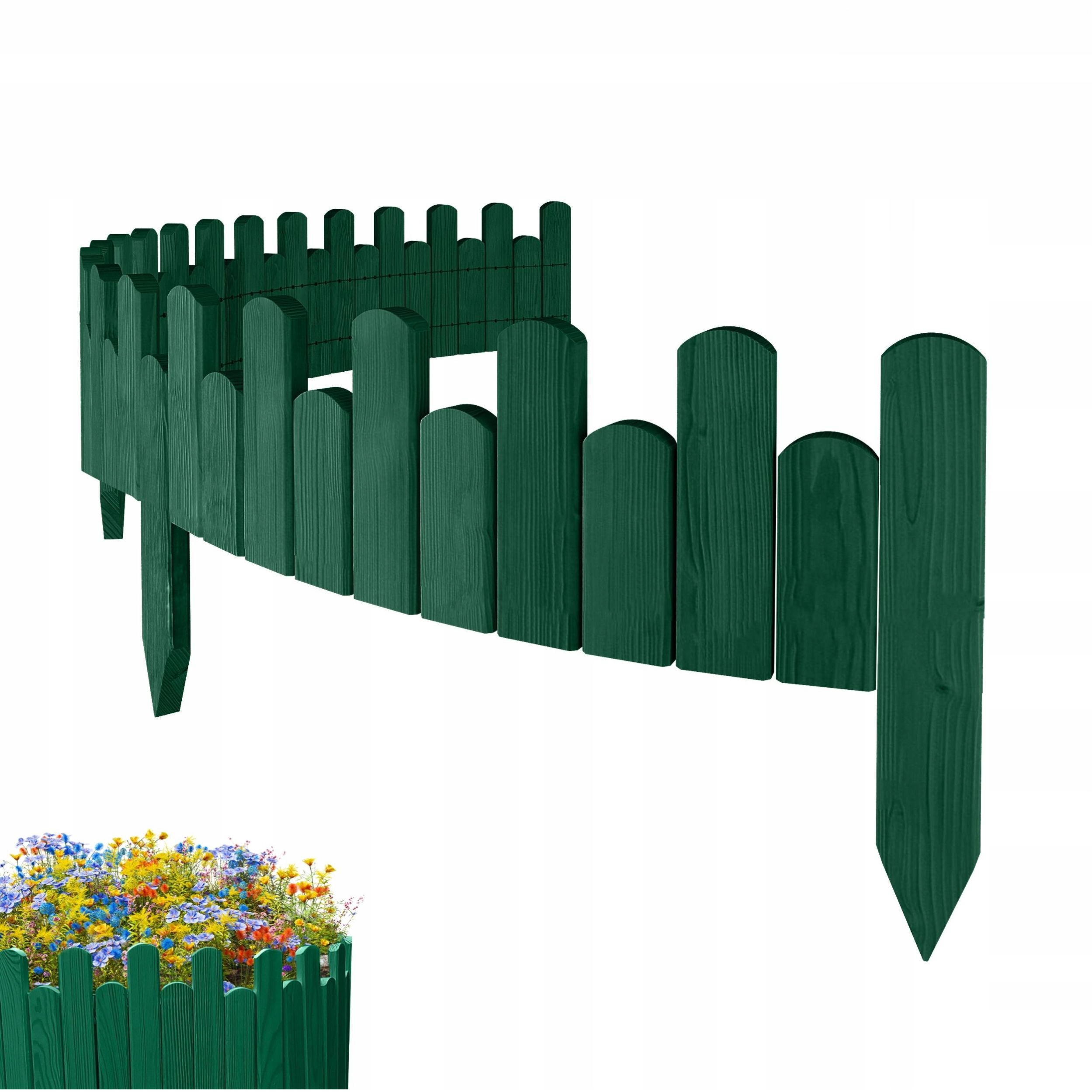Zahradní Plot dřevěný, pružný, obrubník záhonků 200 x 15 cm zelený