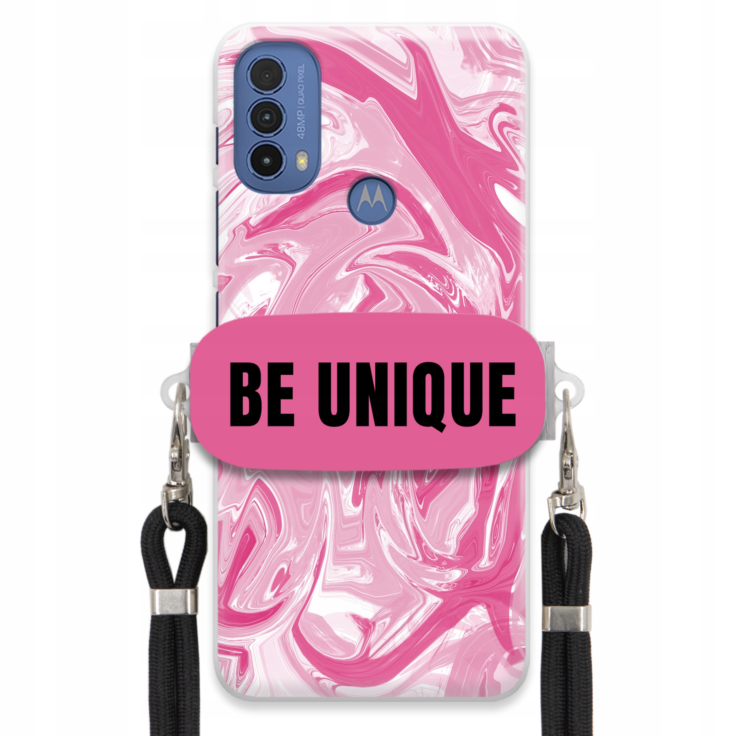 Pouzdro pro Motorola E30 Case úchytka pro šňůrku Černá Růžová Mramorová Be Unique