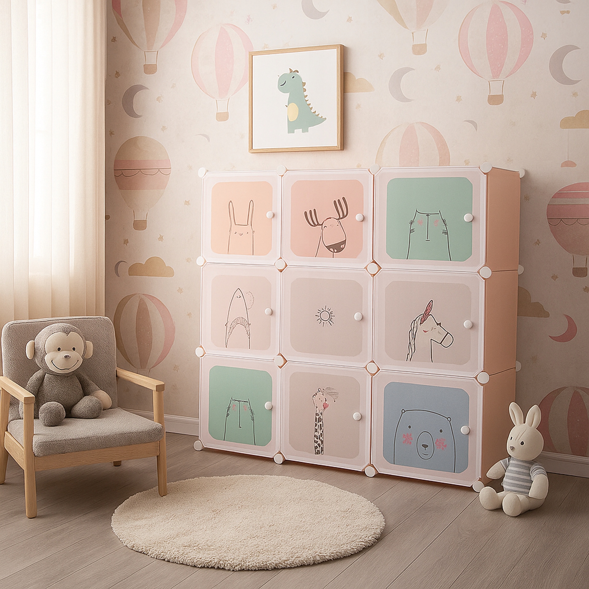 МОДУЛЬНА ШАФА ДИТЯЧА ВІШАЛКА ДЛЯ ОДЯГУ ІГРАШКИ 9X ДЛЯ ДИТЯЧОЇ КІМНАТИ Бренд Springos