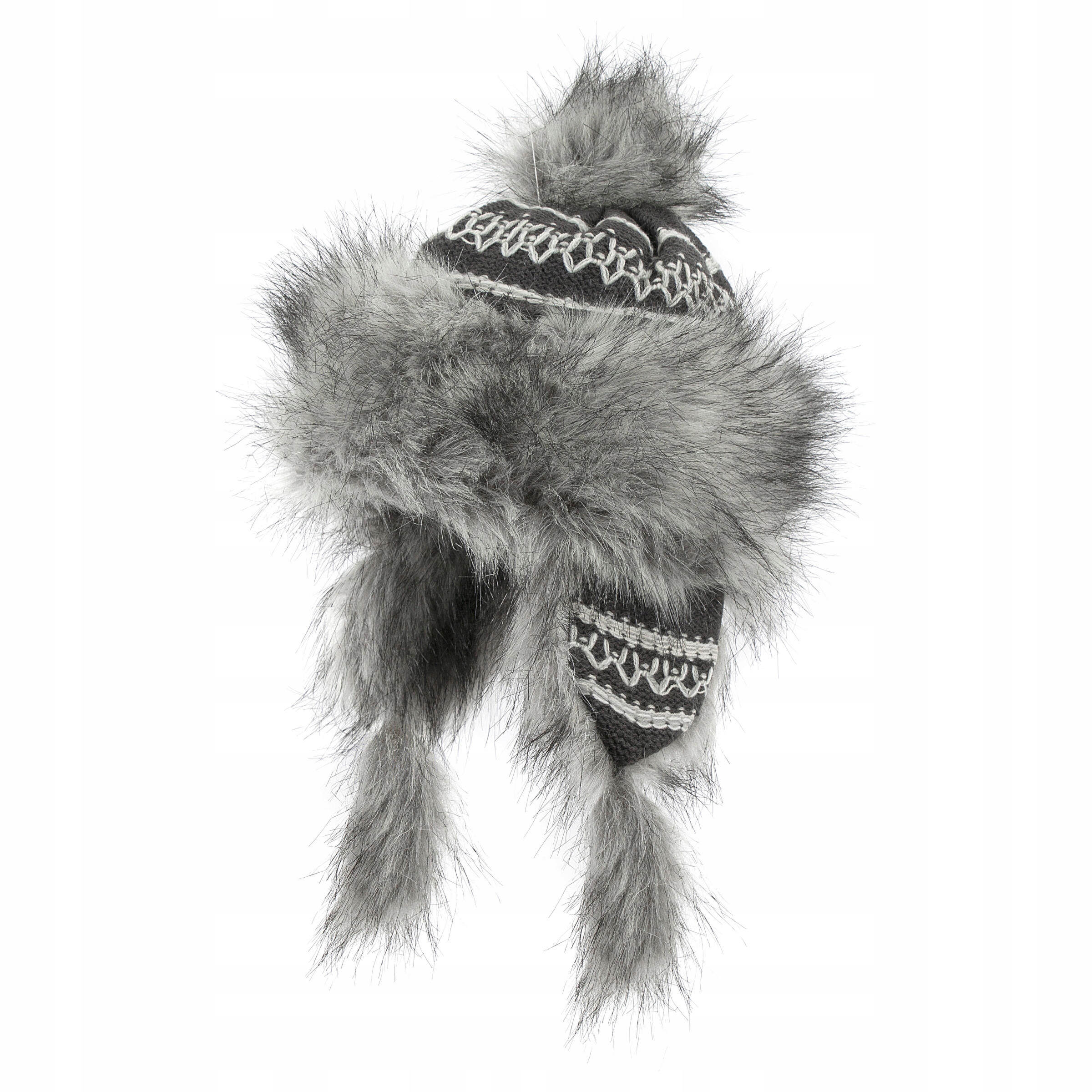 

W211D Czapka Zimowa Ciepła Mongołka Bajka Szara