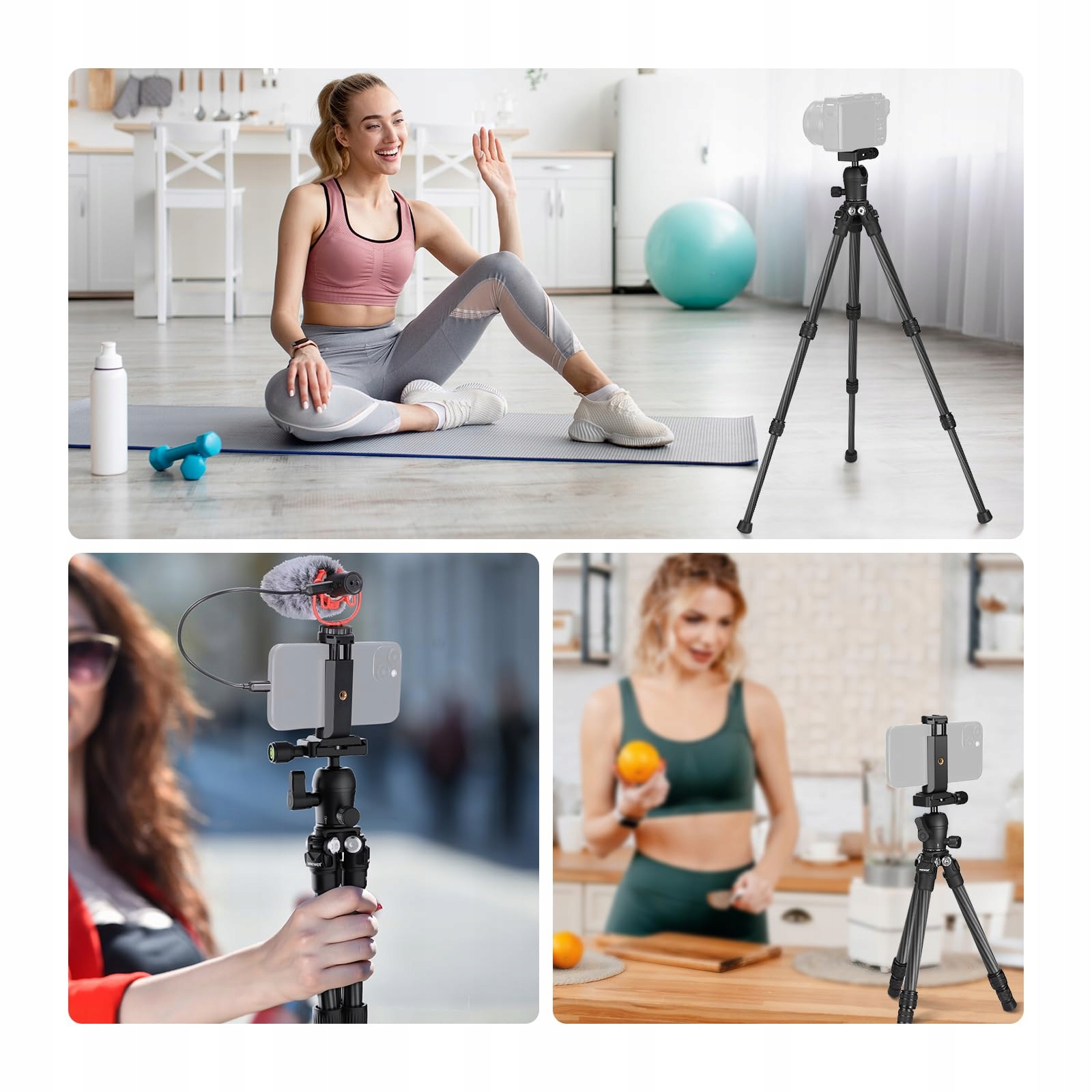 NEEWER TP09 Statyw Węglowy Mini 360° Głowica Telefon DSLR Kompaktowy — miniatura 9