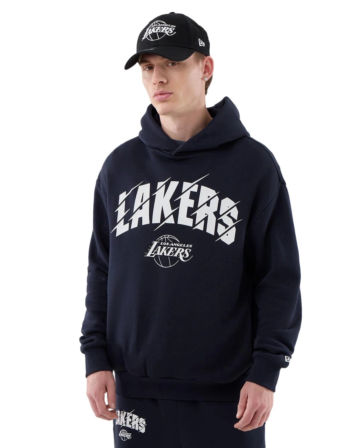 pánská mikina New Era s kapucí Los Angeles Lakers nba bavlněná, tmavě modrá