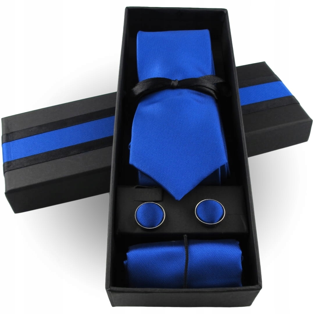 

Elegancki Krawat Męski Zestaw Spinki Poszetka M296