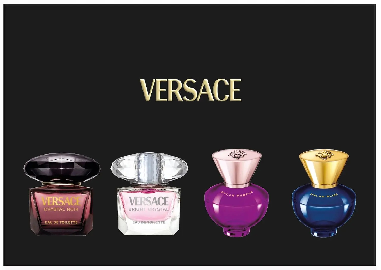 Versace Sada miniaturek 4 x 5 ml Edp Crystal Noir Bright Dylan z Německa