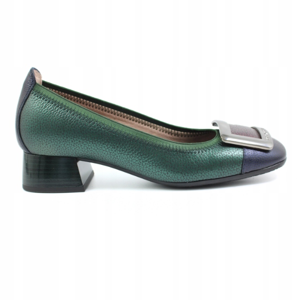 Zelené lodičky s přezkou na nízkém podpatku Hispanitas CHI243673 r36