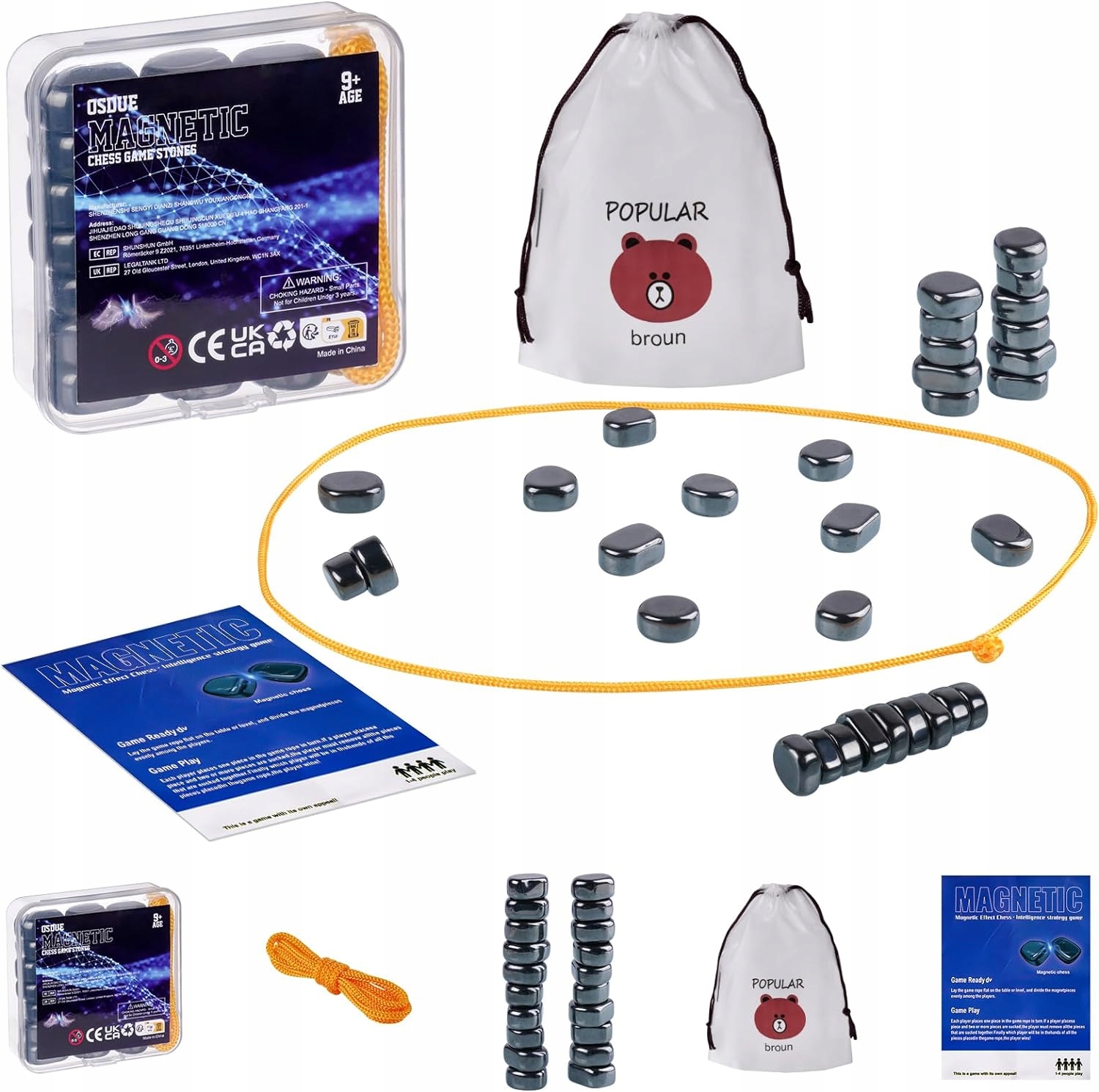 SZACHY MAGNETYCZNE KAMYCZKI KAMIENIE Z MAGNESAMI PODRÓŻNE GRA DLA DZIECI Wiek gracza 3-4 lata 5-7 lat 8-11 lat 12-14 lat 15-18 lat 18+