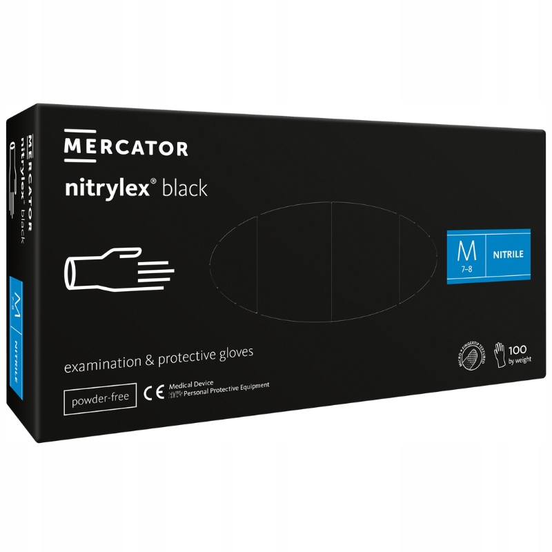Rękawiczki NITRYLOWE czarne MERCATOR NITRYLEX BLACK AQL 1.5 r. M 100 szt. Kod producenta RD30104003