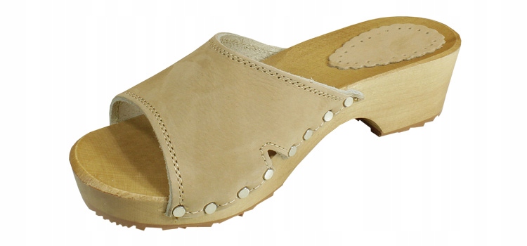 Beżowe drewniaki damskie D10 41 Marka inna