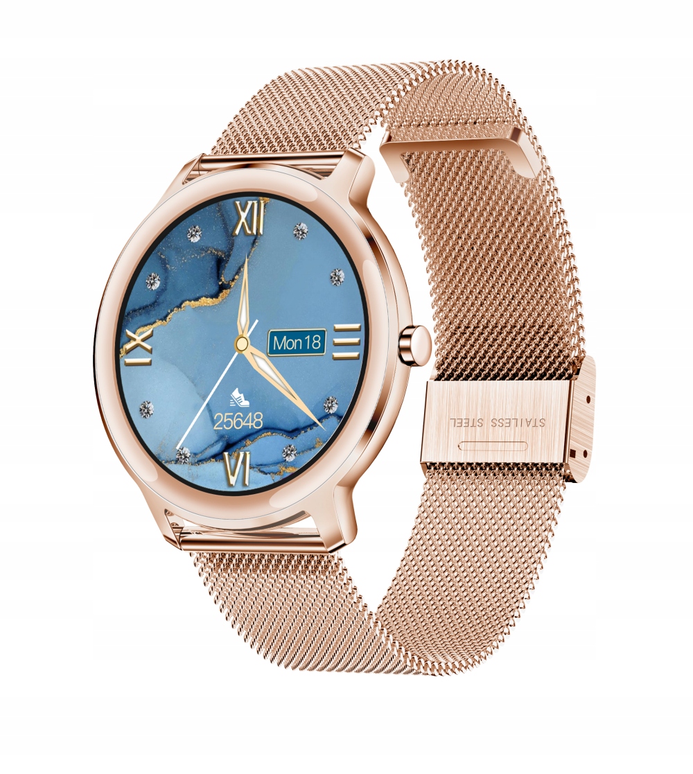 

Smartwatch damski Farrot R18 ultracienki mesh gold
