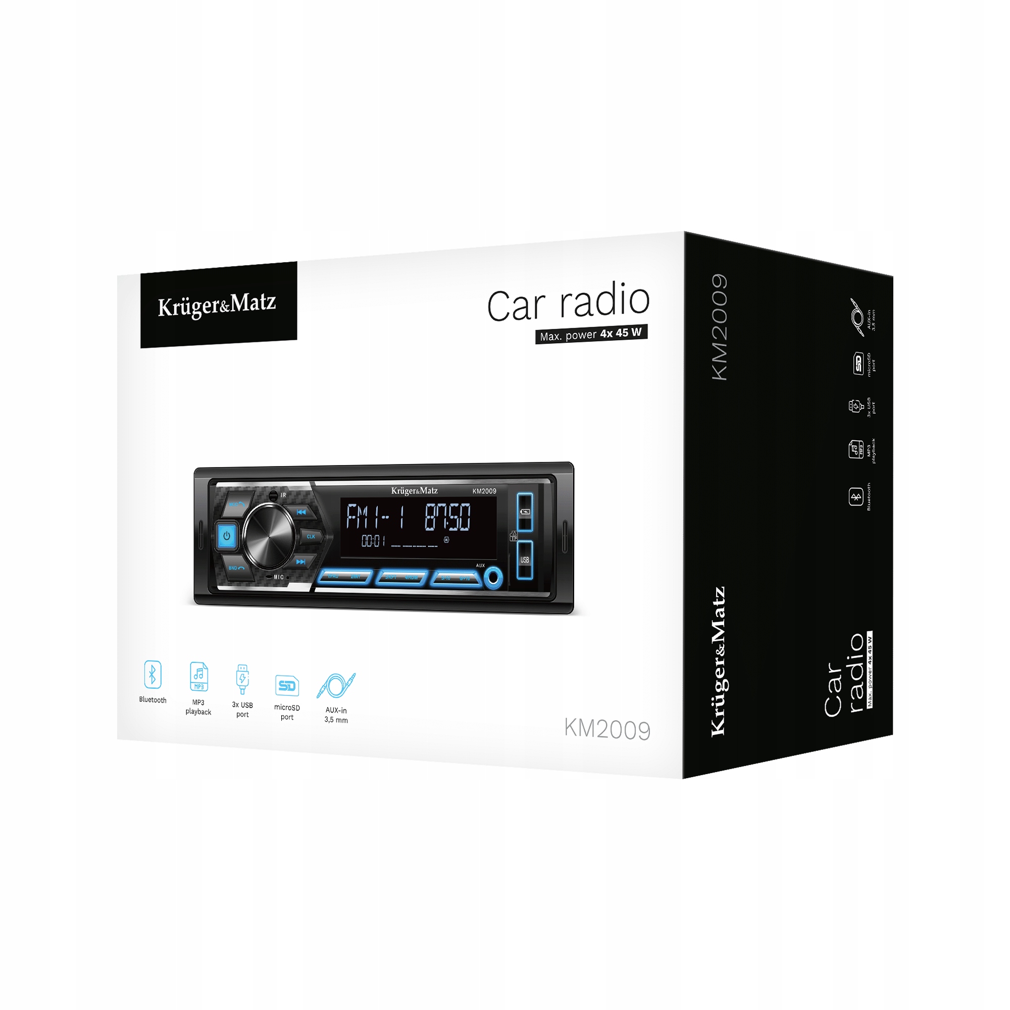 Kruger&Matz KM2009 Radio samochodowe VarioColor Bluetooth MP3 USB + pilot Komunikacja Bluetooth