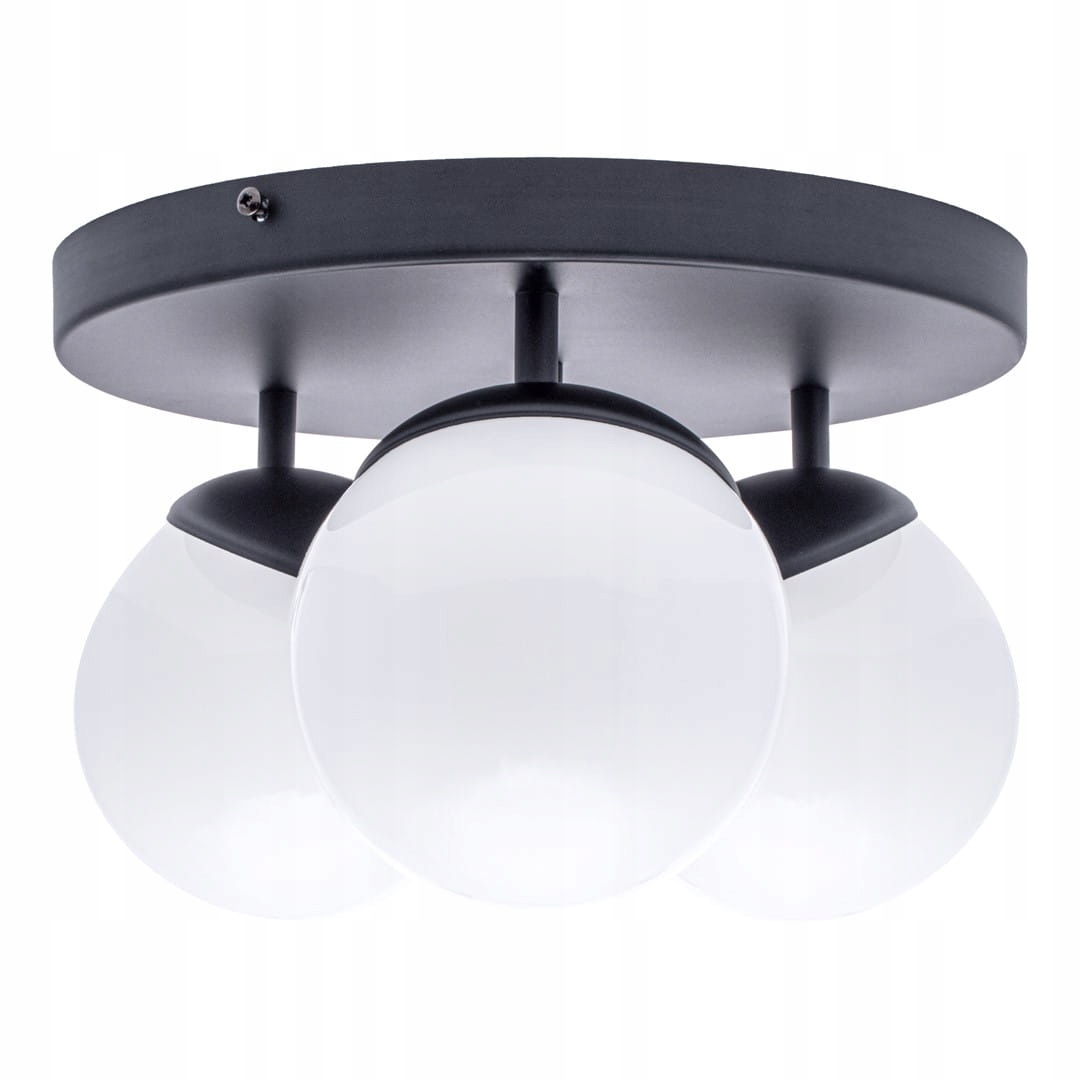 Stropné Svietidlo luster previs Sfera 3 čierny biele sklenené gule do obývačky