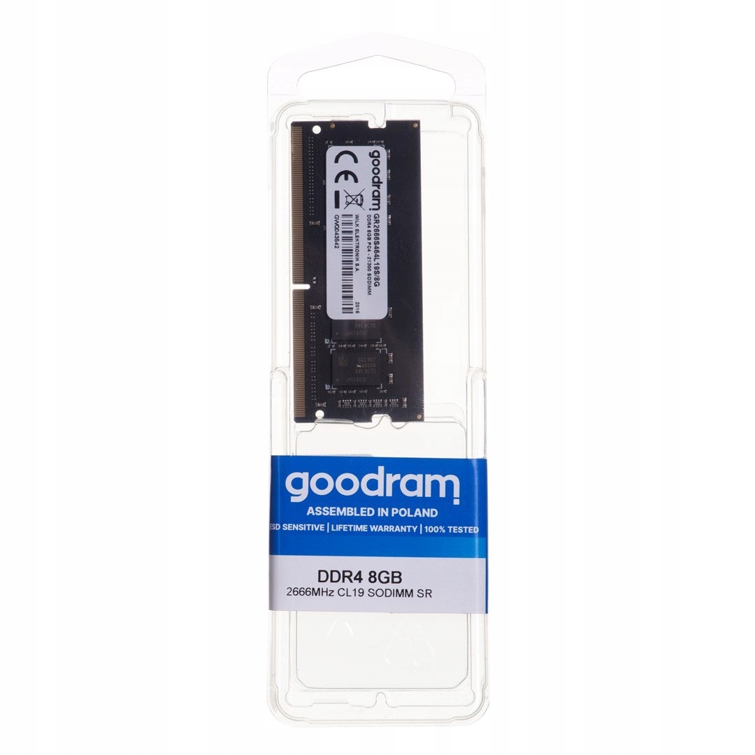 Pamięć GoodRam GR2666S464L19S/8G (DDR4 So-dimm; 1 x 8 Gb; 2666 MHz; CL19)