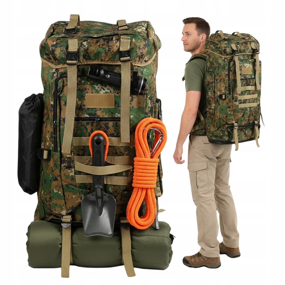 Plecak Outdoor 100L Kamuflaż Do Pieszych Wędrówek I Podróży