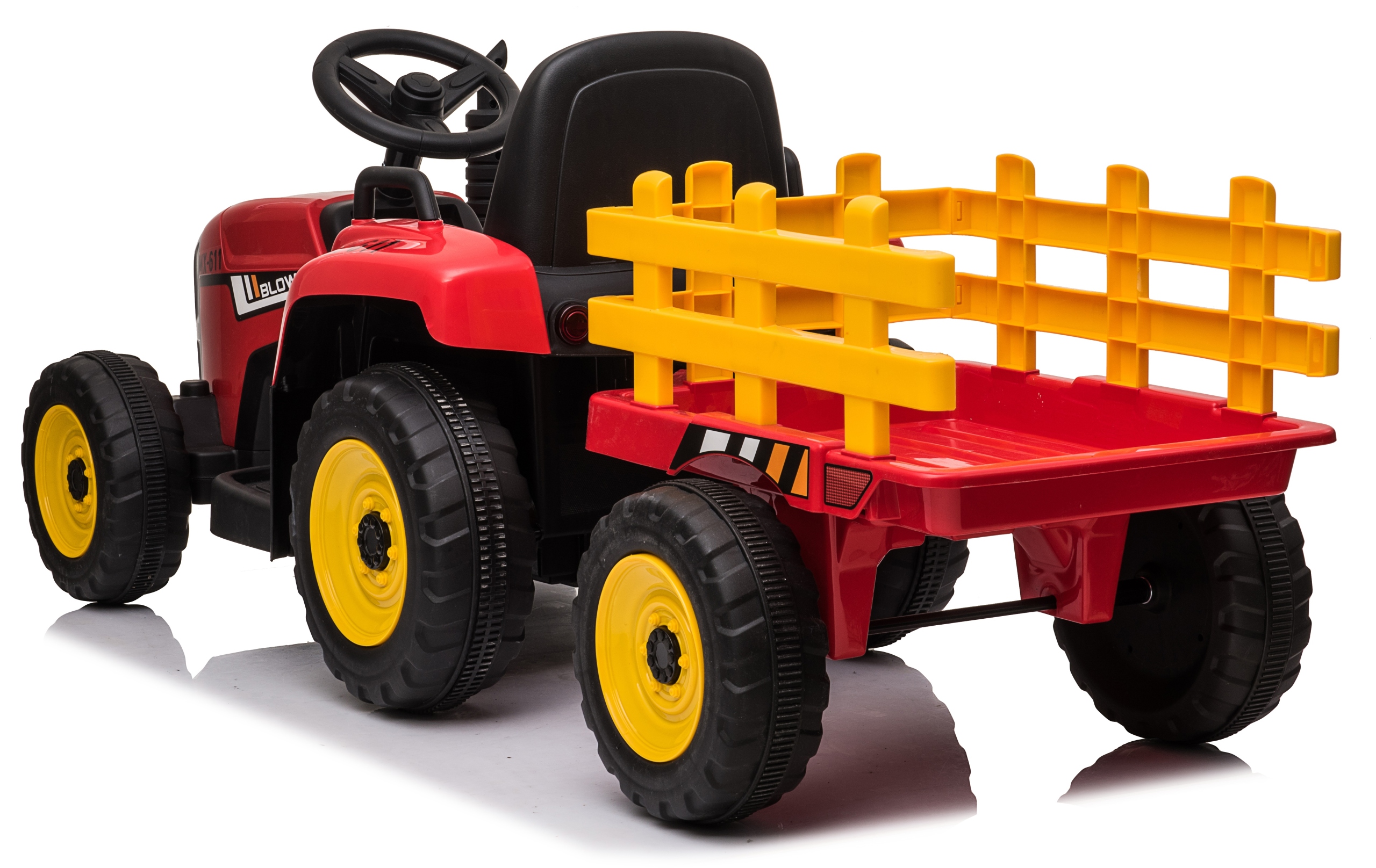 TRAKTOR na akumulator z przyczepką LED muzyka PREZENT dla dziecka czerwony