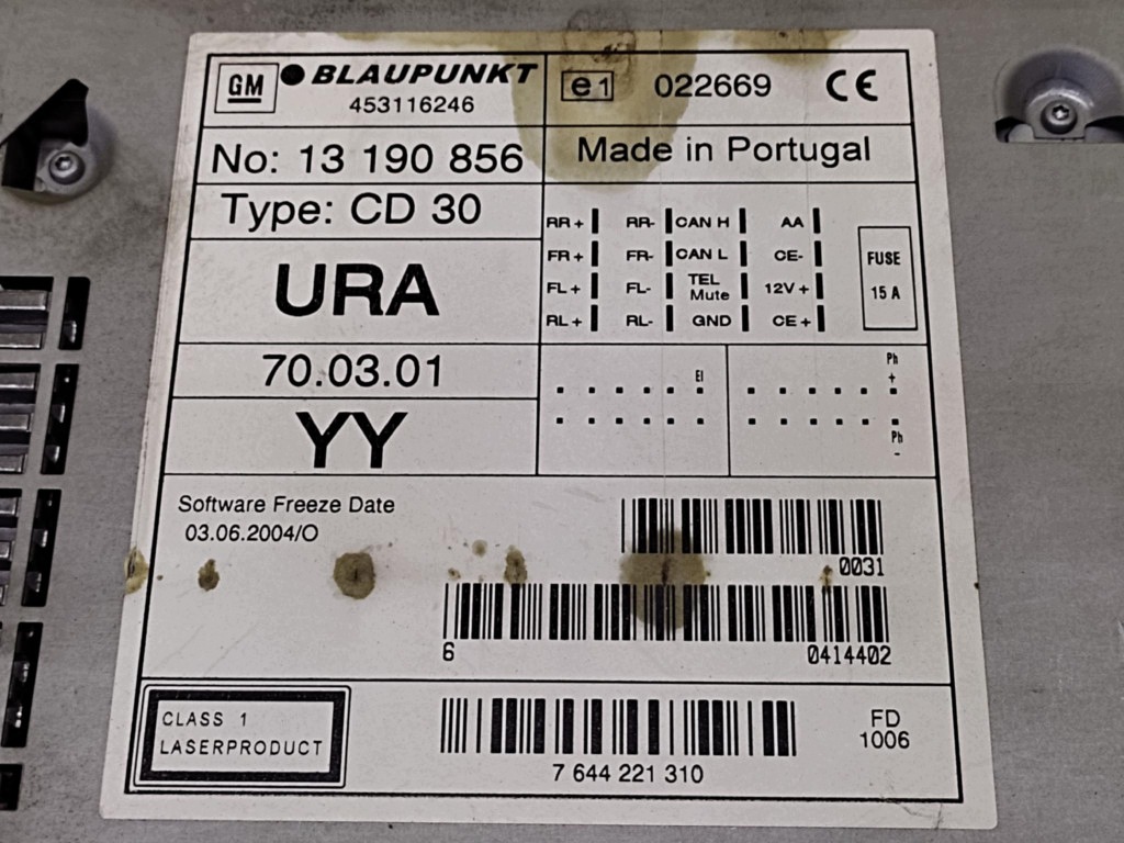 OPEL ASTRA H RADIO 13190856