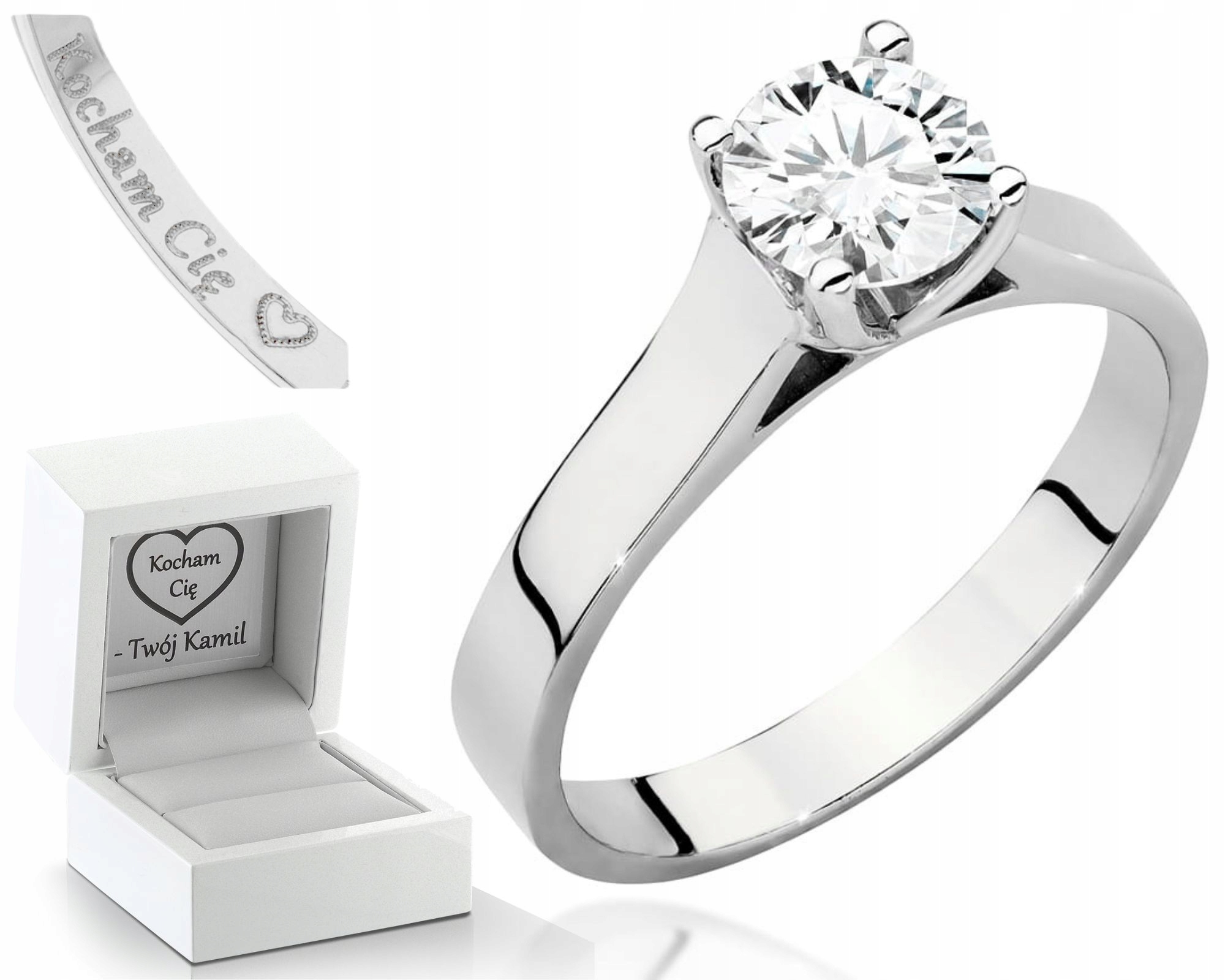 Bílé Zlato Prstýnek S Briliantem Gravírování