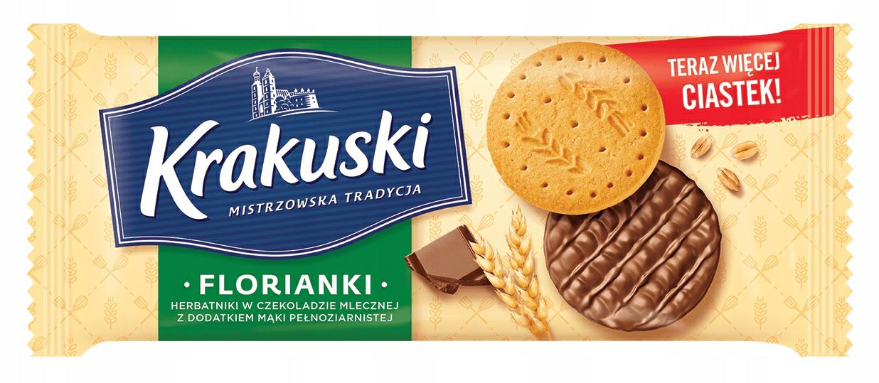 10 Sztuk Bahlsen Krakuski Herbatniki 171G Florianki W Czekoladzie