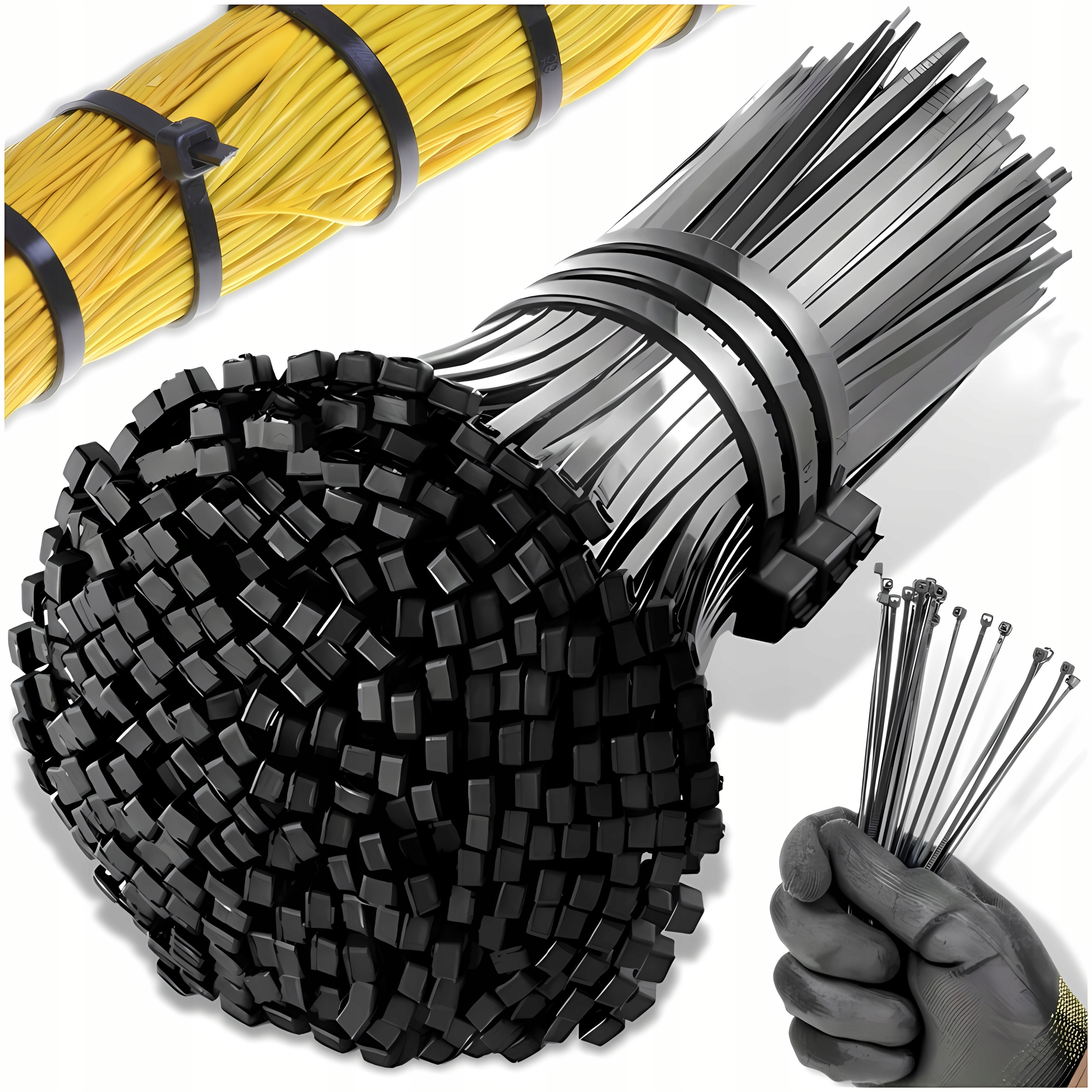 Mocne Opaski Zaciskowe Kablowe Trytki Trytytki Czarne Taśma 4.8x300 100szt