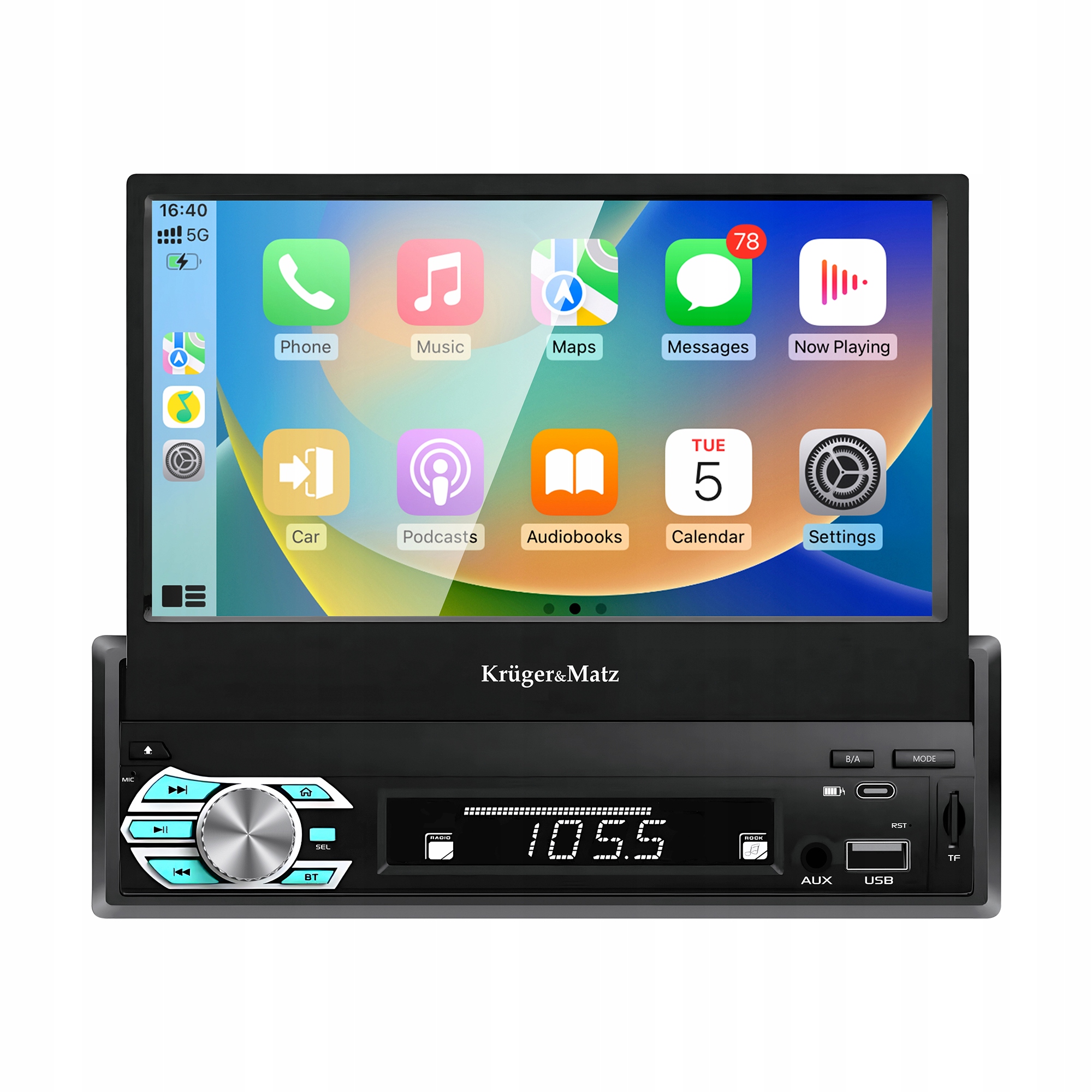 Kruger&Matz KM2018 autorádio 1DIN 7" CarPlay Android Auto Bluetooth