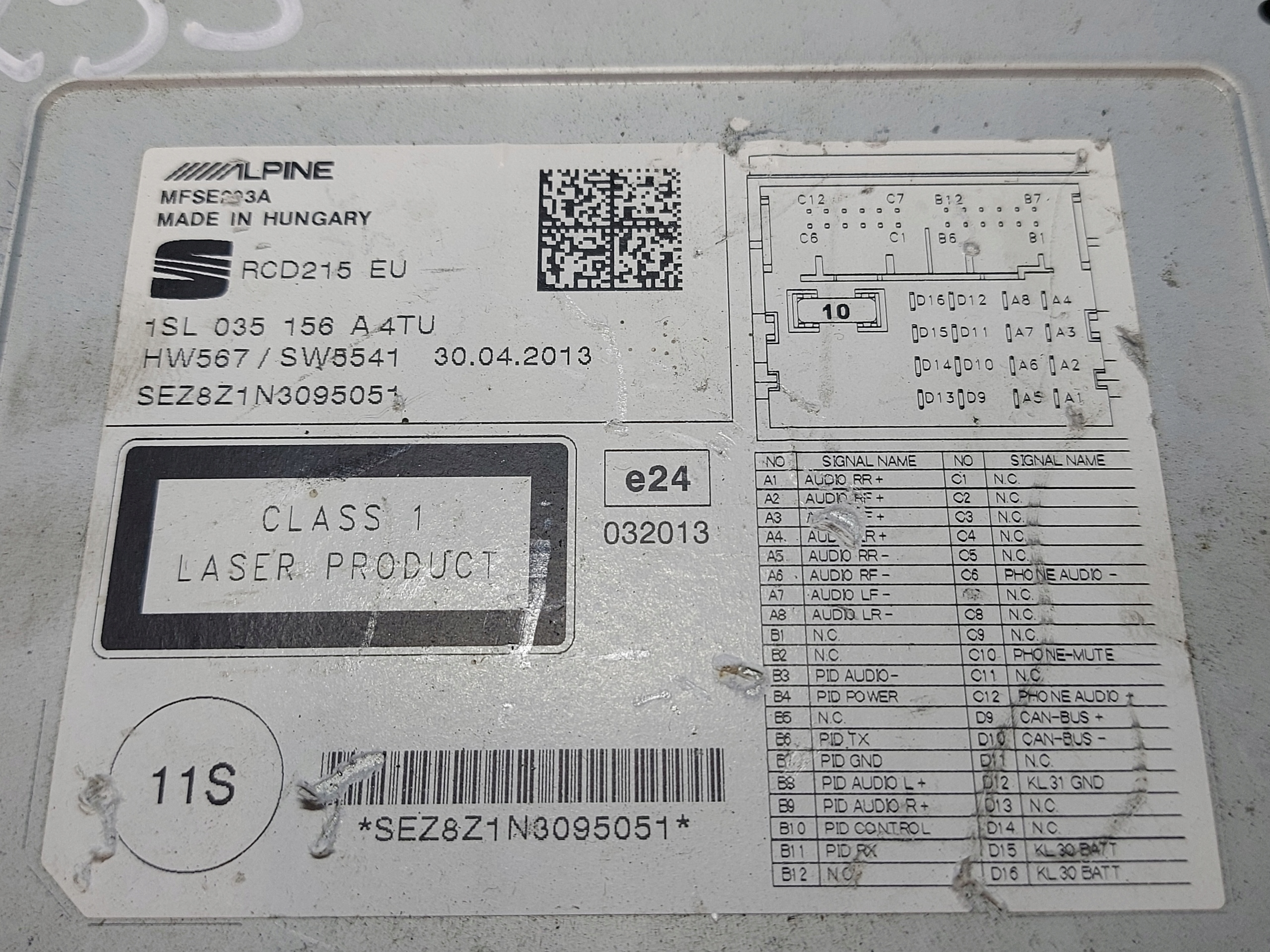 RADIO EKRAN VW UP 1SL035156A
