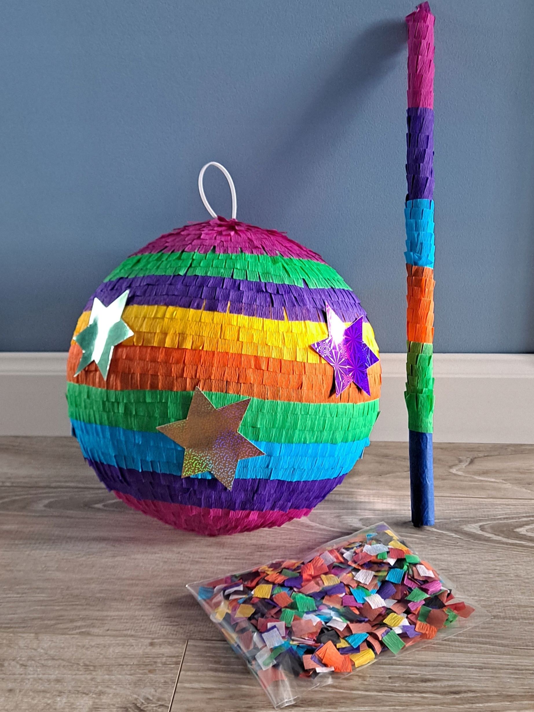 PINIATA DUŻA 88cm KOLOROWA KULA-STARS KIJ+ GRATISY Wzór kula