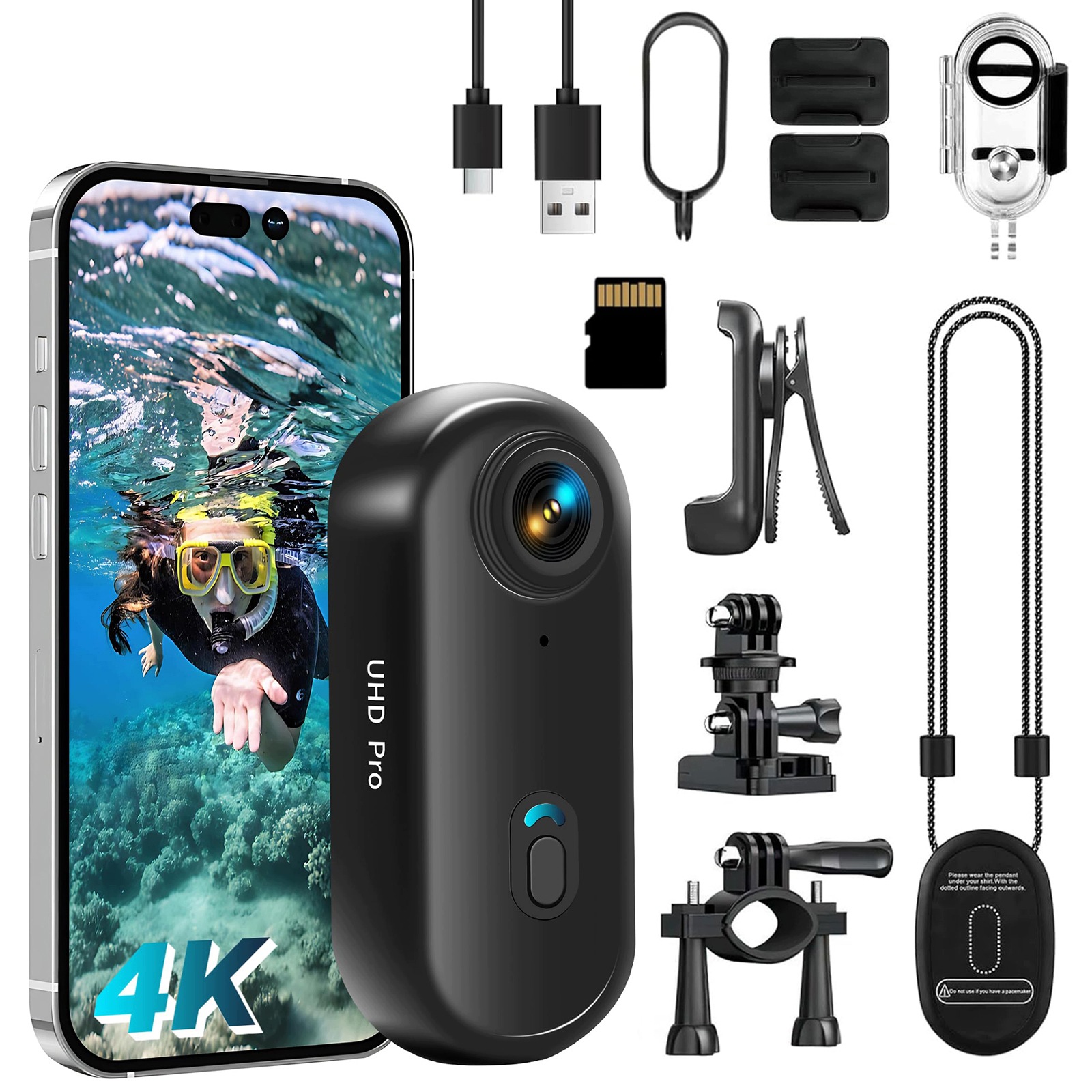 Wifi akční kamera Cam 128G 4K 30 fps 30M Wasserdicht 120°-Foto Weitwinkel
