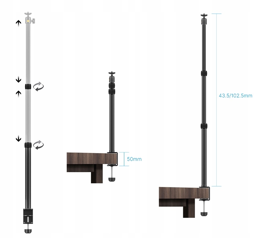 Uchwyt Biurkowy Studyjny Ramię Statyw VLOG do Lampy Aparatu Kamery Ulanzi Model LS01